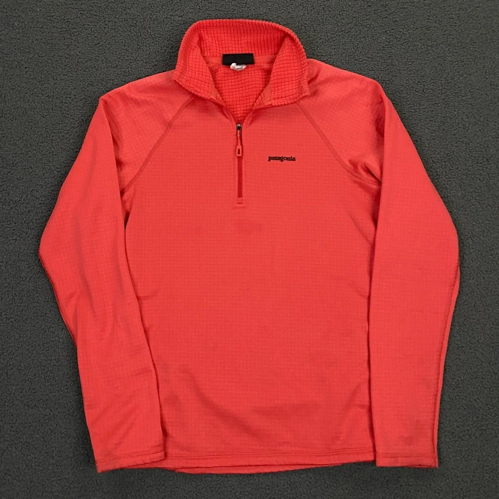 Patagonia R1 Pullover FITS Women Medium Red Waffle Grid Fleece Regulator 1/4 Zip